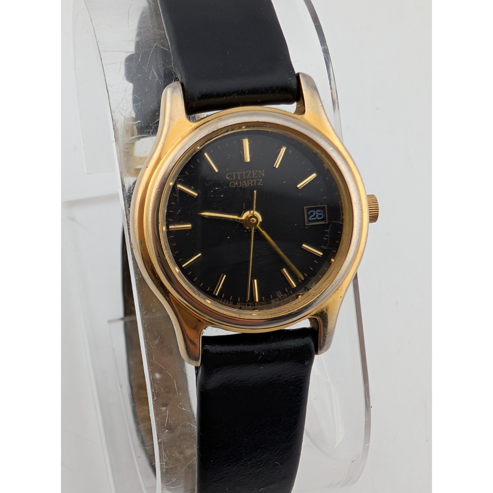 Citizen Women's Watch 24mm Gold Case Leahter Band 6010-K03445 New Battery